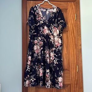 NWOT Shein Curve Navy Floral Wrap Dress Size 4x